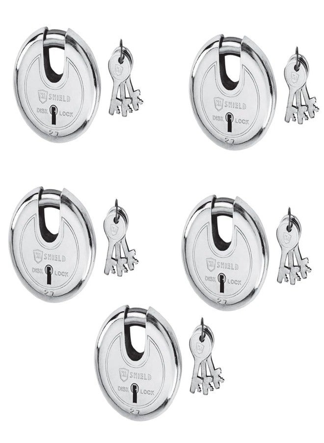 KI SHIELD قفل قرص فولاذي دائري شديد التحمل من كي شيلد 1008، بقطر 80 مم، للأبواب والستائر والبوابات | قفل فولاذي مقوى مضاد للسرقة | قفل أمان مقاوم للصدأ والقطع، مناسب للمنازل والمستودعات، اشترِ 4 واحصل على 1 مجانًا - Image 1